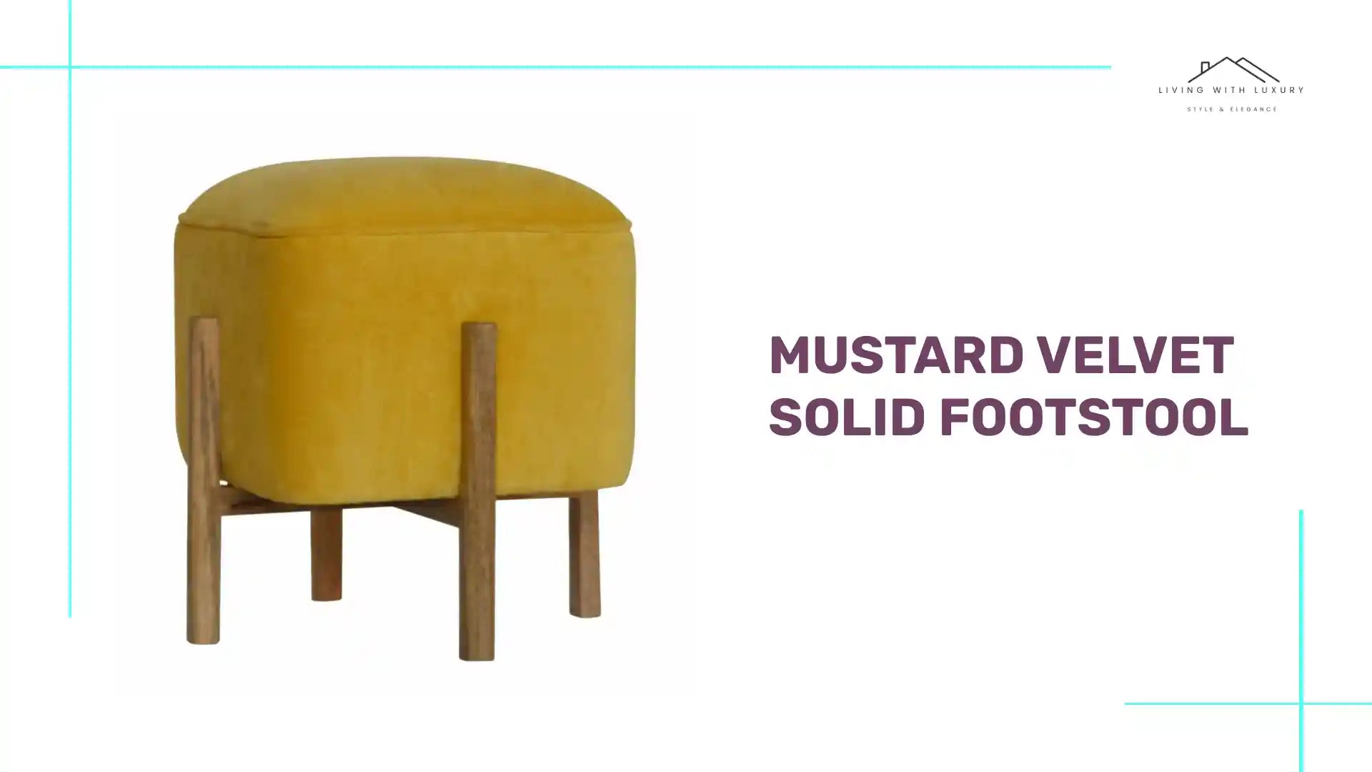 Mustard Velvet Solid Footstool by@Outfy