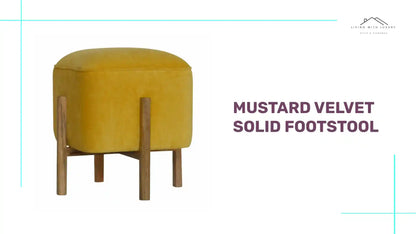 Mustard Velvet Solid Footstool by@Outfy