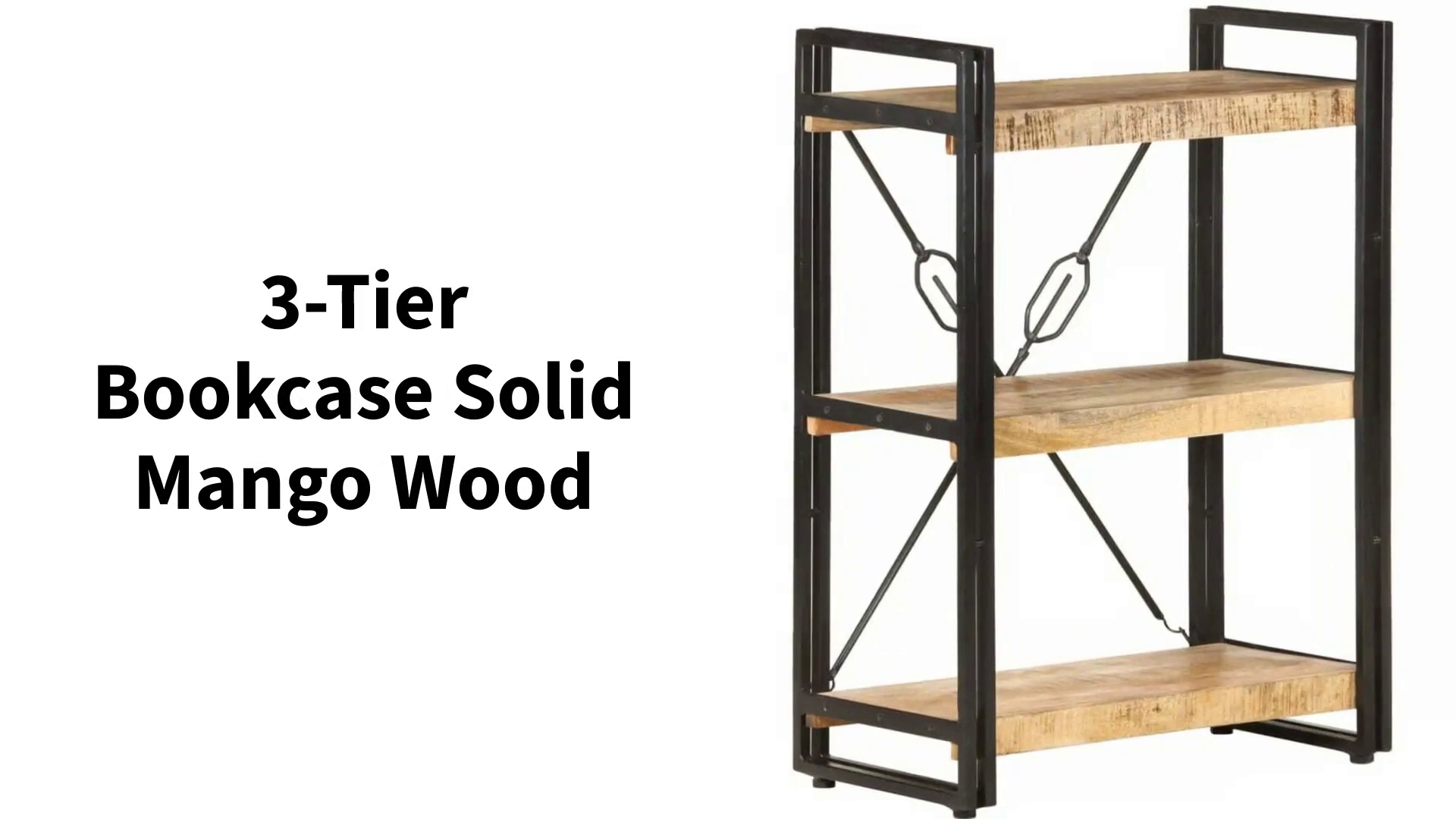 3-Tier Bookcase Solid Mango Wood by@Outfy