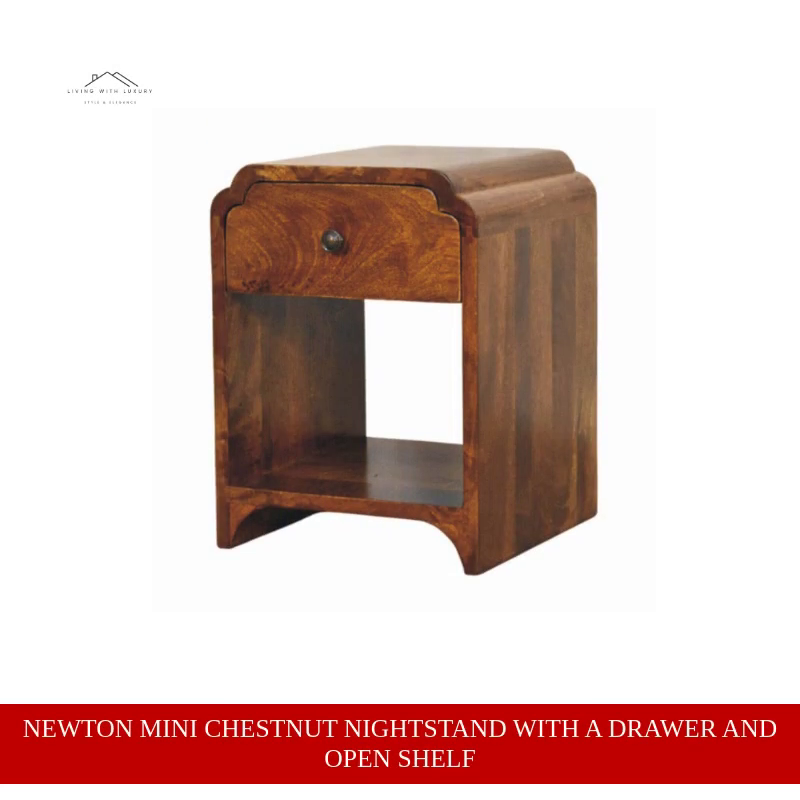 Newton Mini Chestnut Nightstand with a drawer and open shelf by@Outfy