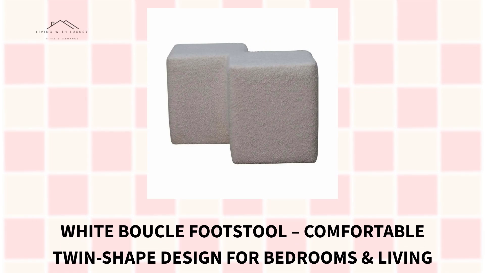 White Boucle Footstool &ndash; Comfortable Twin-Shape Design for Bedrooms &amp; Living Rooms by@Outfy