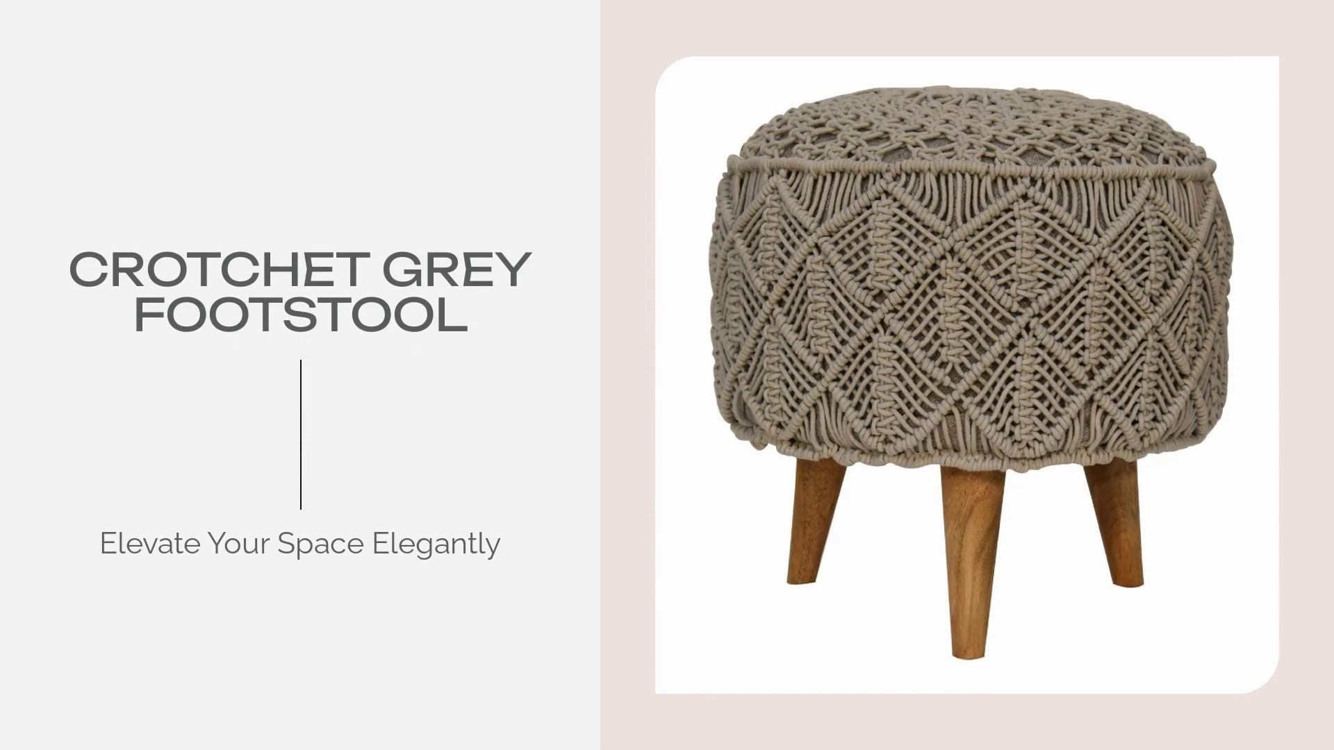 Crotchet Grey Footstool by@Outfy