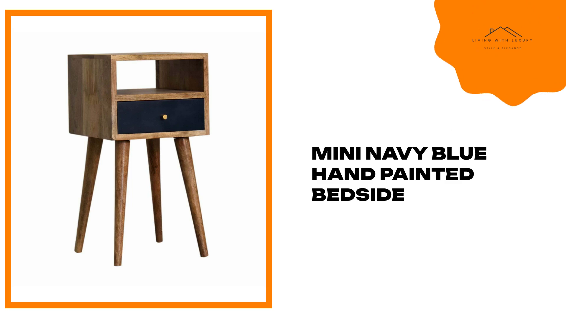 Mini Navy Blue Hand Painted Bedside by@Outfy