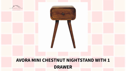 Avora Mini Chestnut Nightstand with 1 drawer by@Outfy