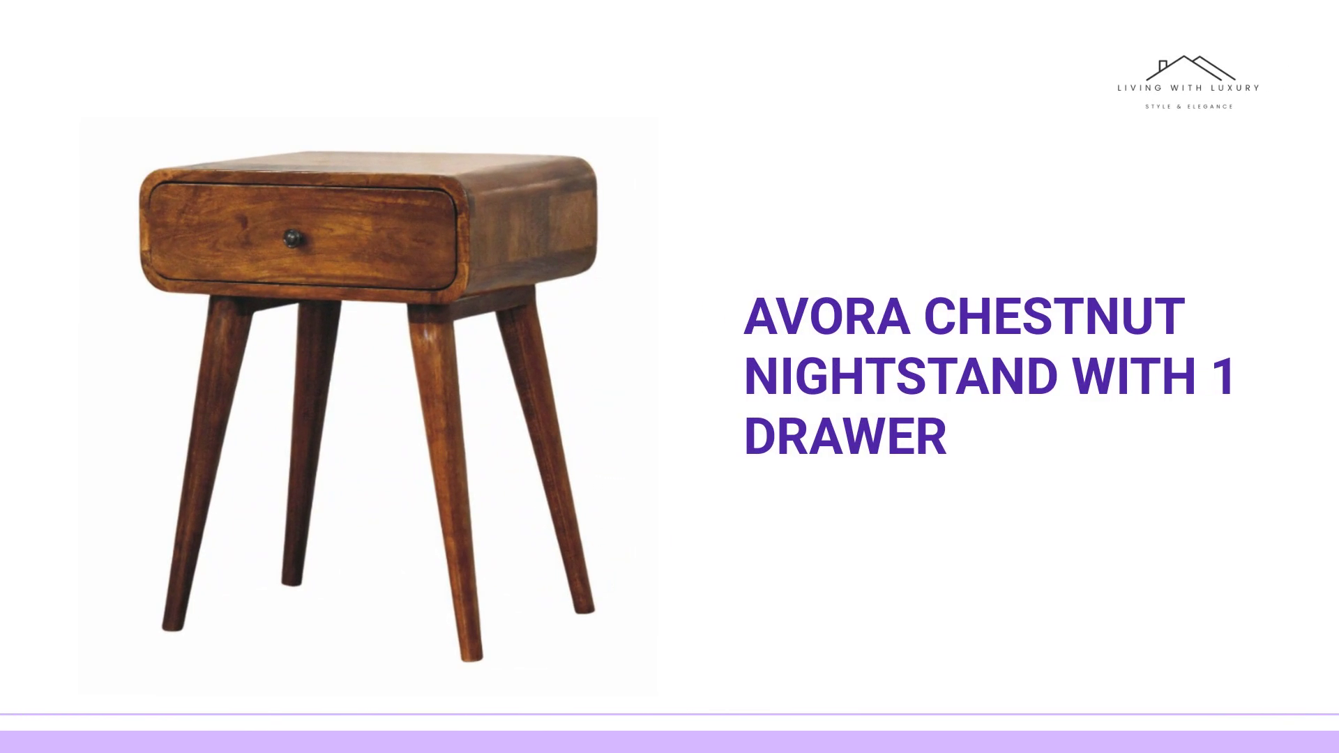 Avora Chestnut Nightstand with 1 drawer by@Outfy