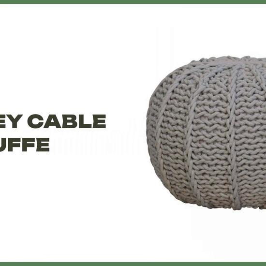 Grey Cable Pouffe by@Outfy