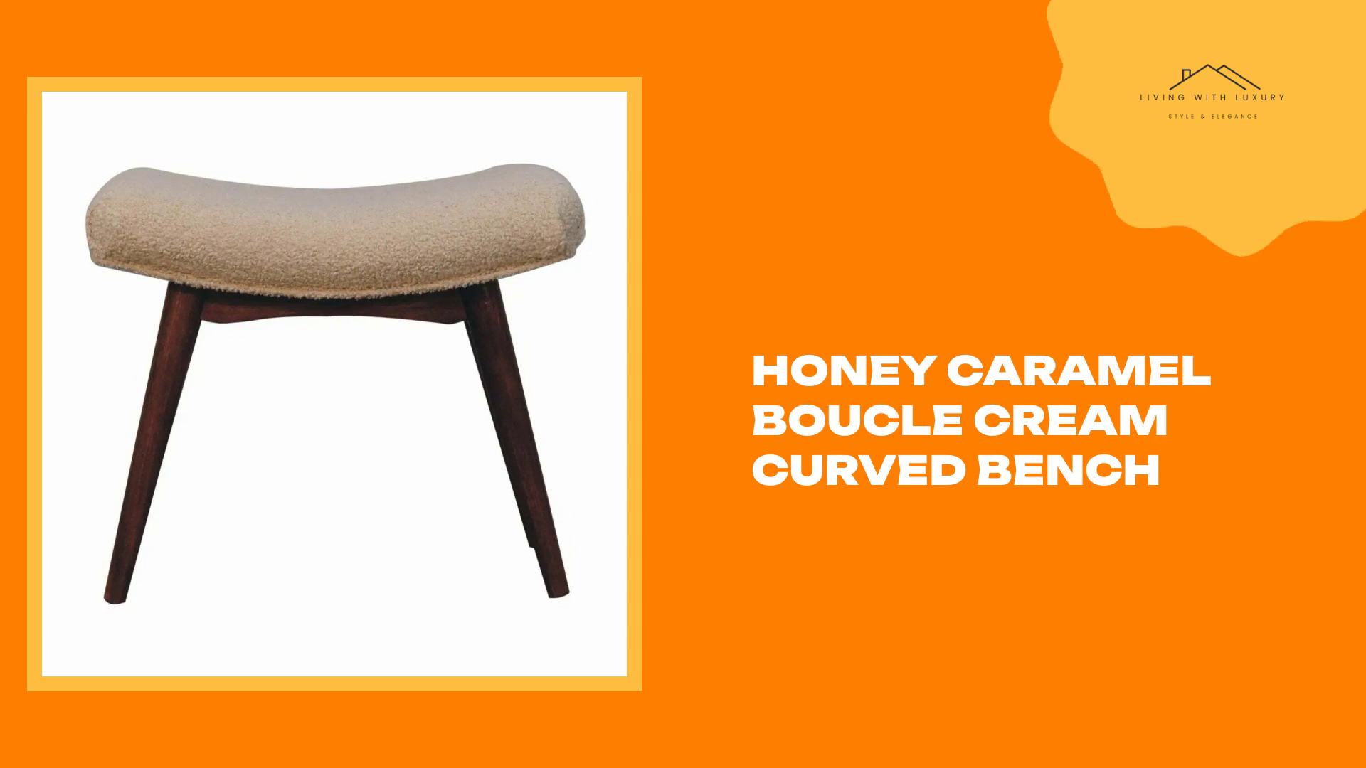 Honey Caramel Boucle Cream Curved Bench by@Outfy