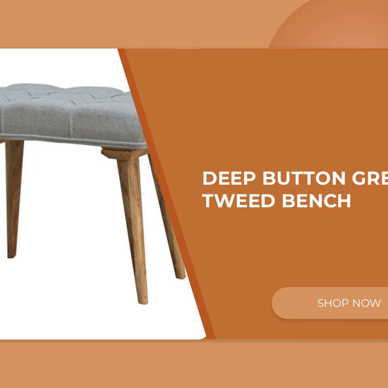 Deep Button Grey Tweed Bench by@Outfy