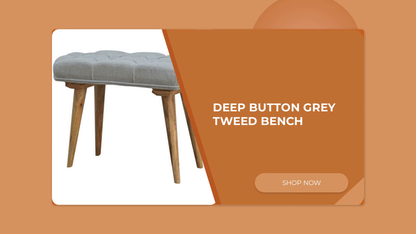 Deep Button Grey Tweed Bench by@Outfy