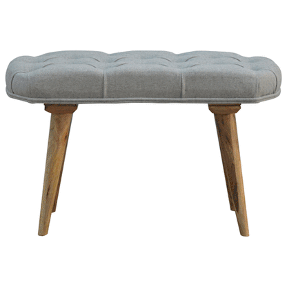 Deep Button Grey Tweed Bench - Living with Luxury