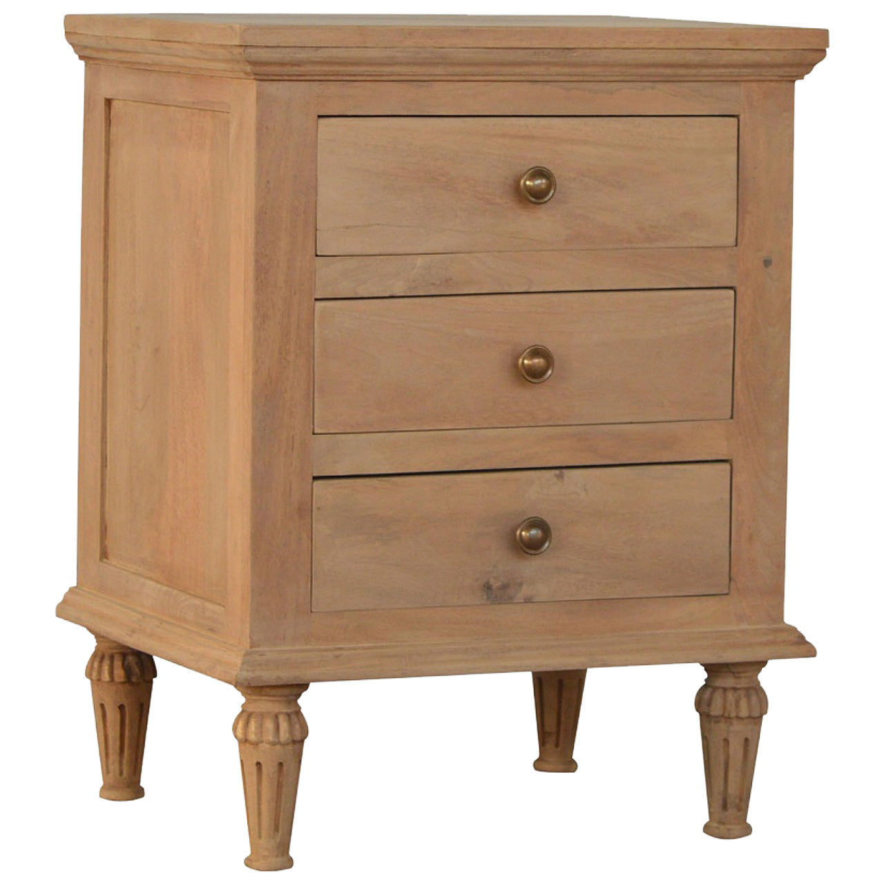 3 Drawer Mango Wood Bedside Table Living with Luxury