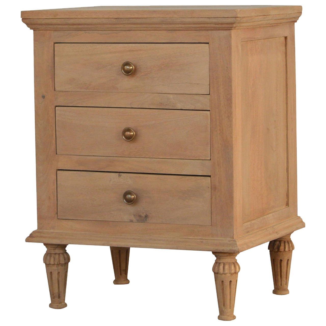 3 Drawer Mango Wood Bedside Table Living with Luxury