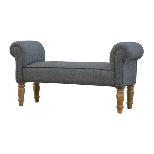 Black Tweed Bench with Turned Feet - Living with Luxury