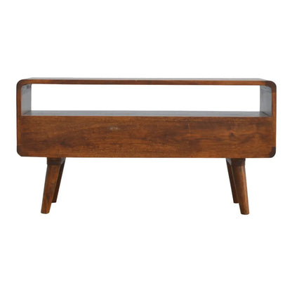 Curved Chestnut Media Unit - Living with Luxury
