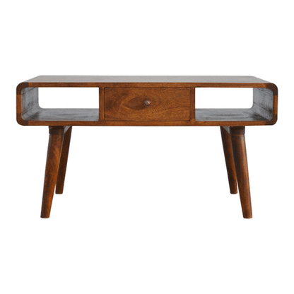 Curved Chestnut Coffee Table - Living with Luxury