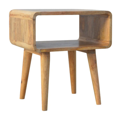 Curved Open Bedside with Solid Mango Wood Finish