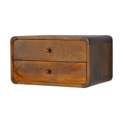 Floating Curved Chestnut Bedside - Living with Luxury
