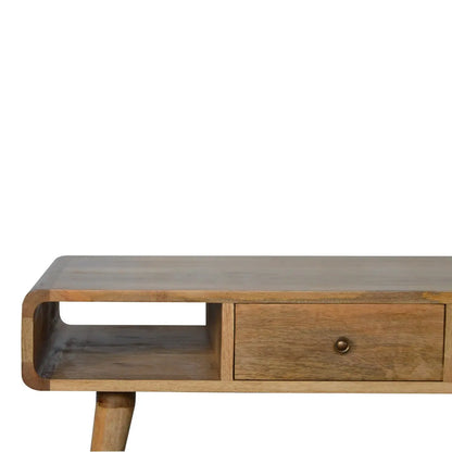 Curved Oak-ish Coffee Table - Living with Luxury