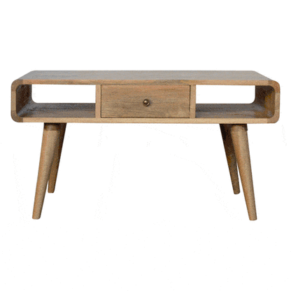 Curved Oak-ish Coffee Table - Living with Luxury