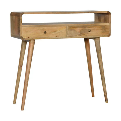 Curved Oak-ish Console Table - Living with Luxury
